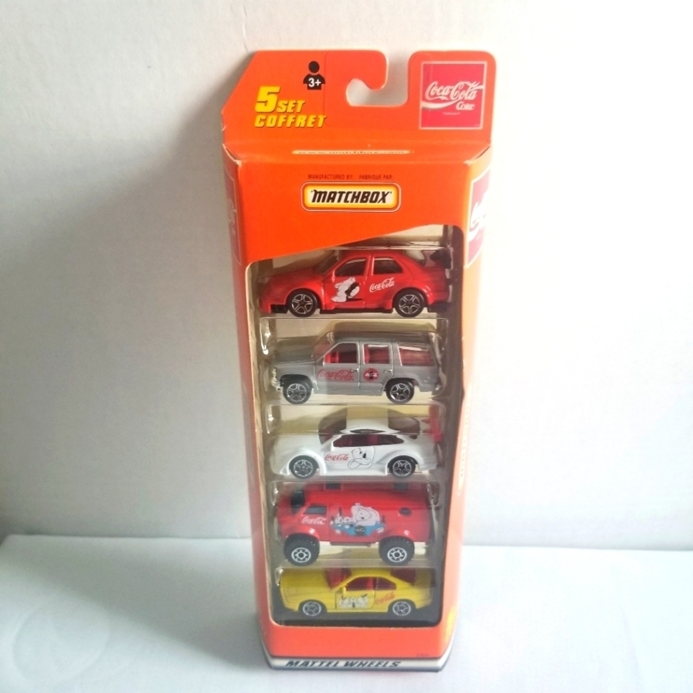 1998 Matchbox 5 Car Pack of Coca Cola 1:64 Scale Diecast Cars